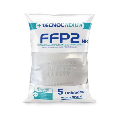 Mascarilla ffp2 pro blanca bolsa 5 unidades adulto