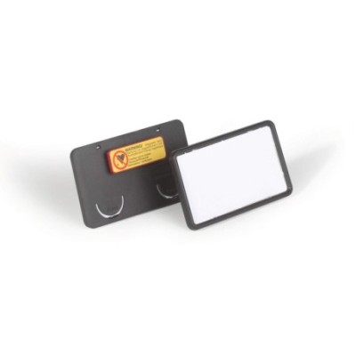 Portanombres CLIP CARD 40x75 mm con imán Negro
